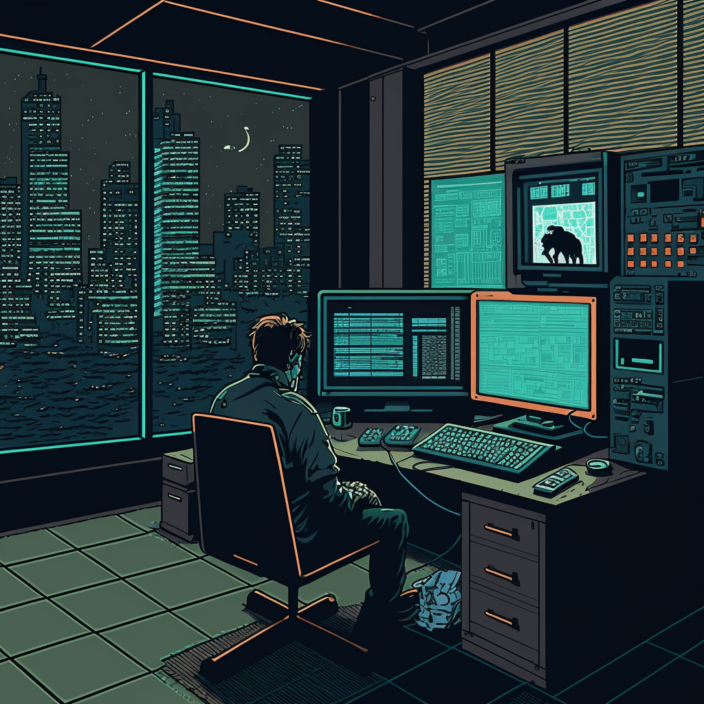 Dev sitting at computer